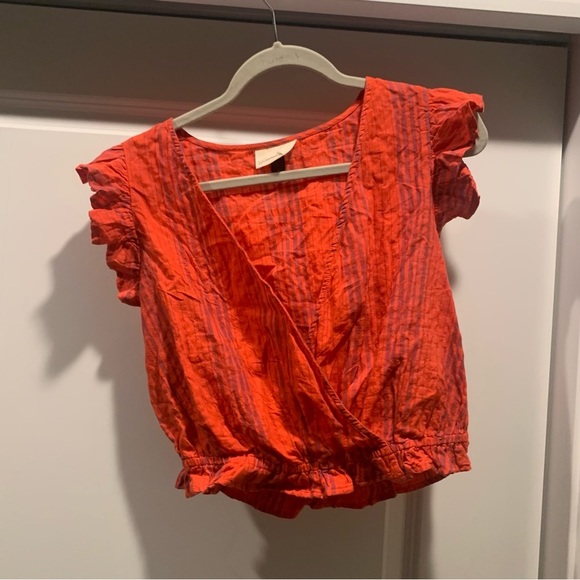 Universal Thread | Tops | Universal Thread Striped Blouse Ruffle Sleeve ...